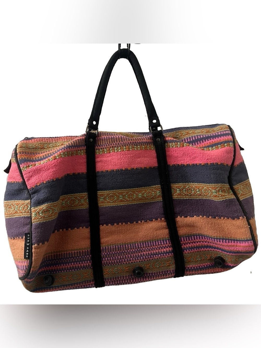 Sun N Sand Aztec Western Colorful Woven Duffle Travel Bag, 20.5x13”